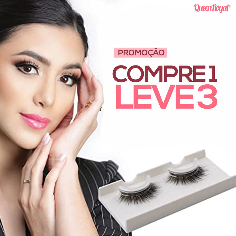 (COMPRE1 LEVE 3) Cílios QueenRoyal® Autoaplicável & Reutilizável