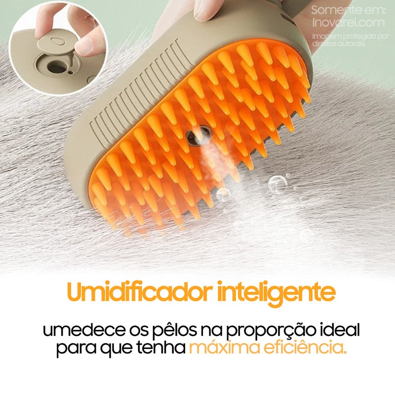 Escova com Vapor Peluffi® para Cães e Gatos - Reduz Queda de Pelos e Hidrata a Pelagem