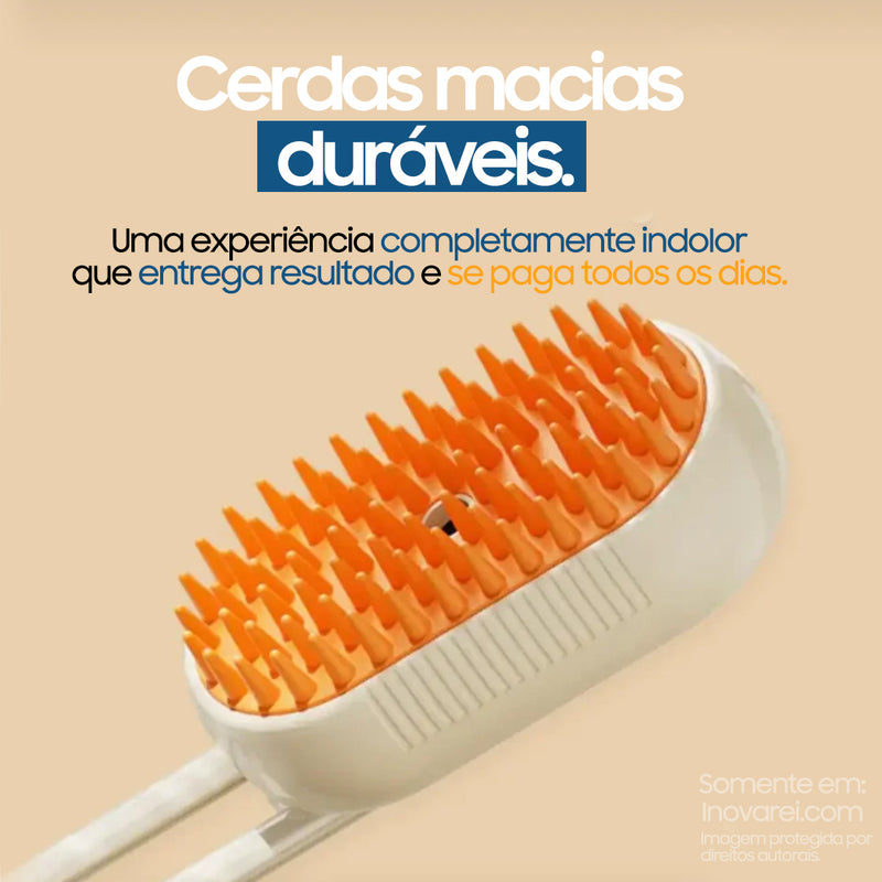 Escova com Vapor Peluffi® para Cães e Gatos - Reduz Queda de Pelos e Hidrata a Pelagem