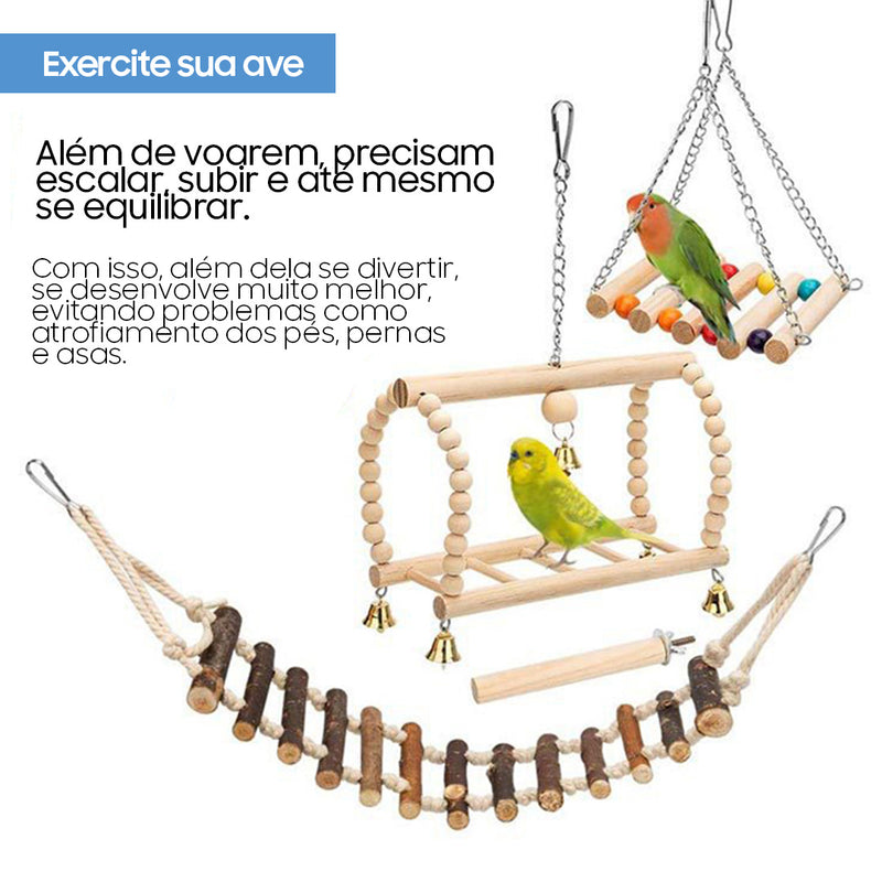 Kit de 8 Peças com Brinquedos para Pássaros