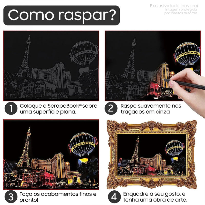 ScrapeBook ®  - Kit com 4 Obras de Arte de Pinturas em Raspadinha