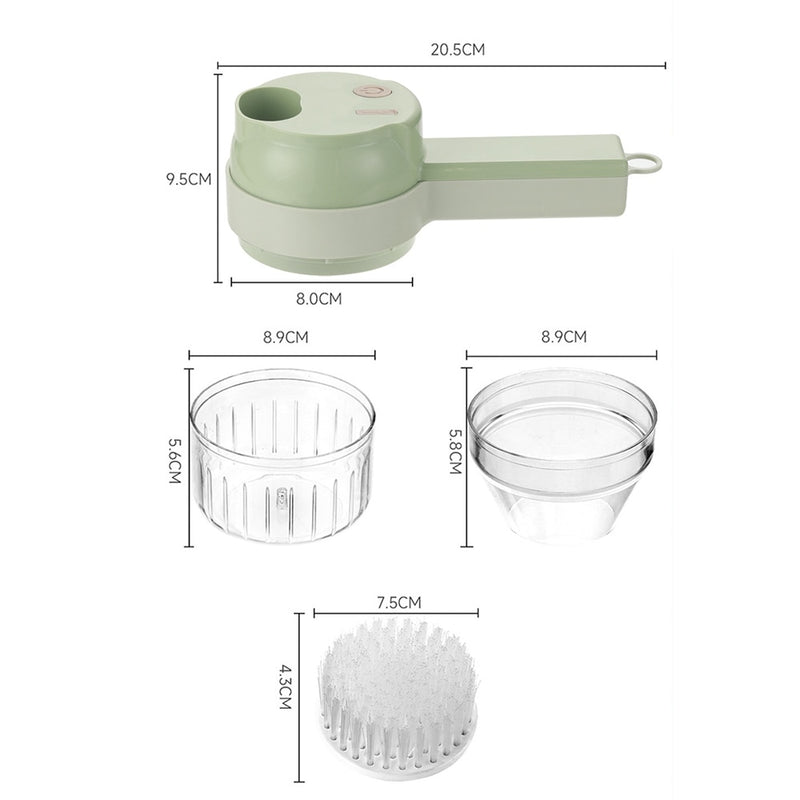 Multiprocessador Profissional 4 em 1, Processador, Fatiador, Escova Elétrica e Descascador